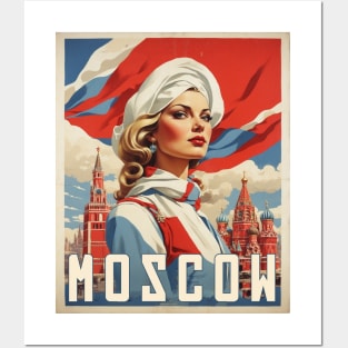 Russia Moscow Woman Moscow Vintage Tourism Poster Posters and Art